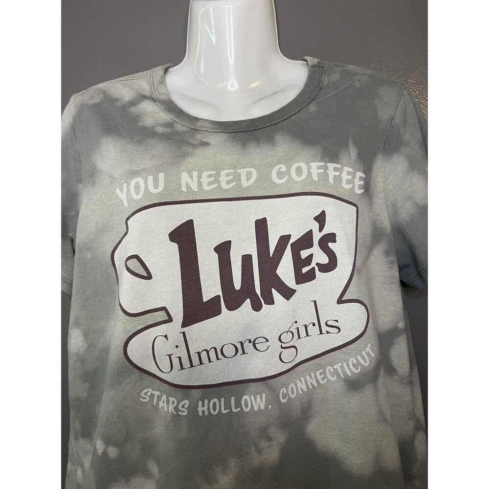 Gilmore Girls Shirt Womens Large Gray Tie Dye Luke's Coffee Graphic Tee Top